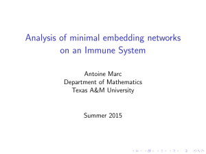 Analysis of minimal embedding networks on an Immune System Antoine Marc