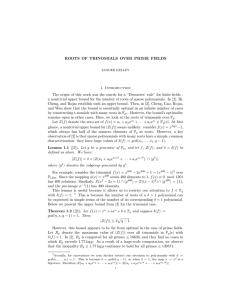 ROOTS OF TRINOMIALS OVER PRIME FIELDS 1. Introduction