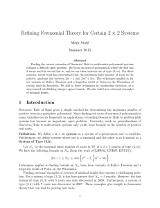 Refining Fewnomial Theory for Certain 2 × 2 Systems Mark Stahl