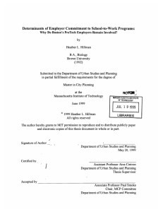 Determinants  of Employer  Commitment to School-to-Work  Programs: