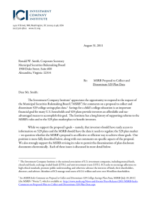 August 31, 2011 Ronald W. Smith, Corporate Secretary Municipal Securities Rulemaking Board