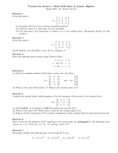 Practice for Exam 2 - Math 3130 Intro to Linear...