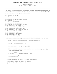 Practice for Final Exam - Math 3410 Intro to Analysis