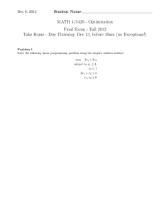 MATH 4/5420 - Optimization Final Exam - Fall 2012