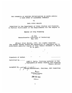 HOUSING Submitted  to  the  Department of  Urban ... in  Partial  Fulfillment  of  the Requirements ... A  CASE  STUDY