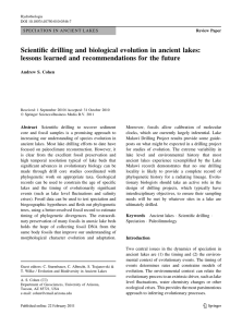 Scientific drilling and biological evolution in ancient lakes: