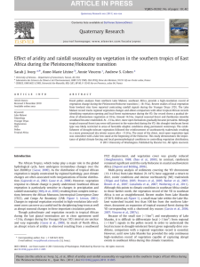 Effect of aridity and rainfall seasonality on vegetation in the... Africa during the Pleistocene/Holocene transition