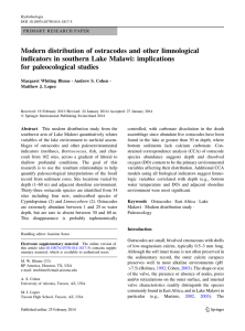 Modern distribution of ostracodes and other limnological