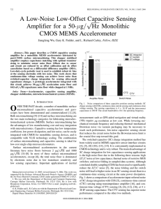 A Low-Noise Low-Offset Capacitive Sensing g= Hz Monolithic Amplifier for a 50-