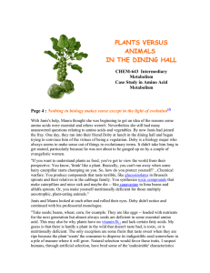 PLANTS VERSUS ANIMALS IN THE DINING HALL CHEM-643  Intermediary