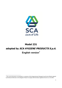 SCA HYGIENE PRODUCTS S.p.A. Model 231 adopted by English version