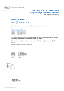 DECLARATION OF COMPLIANCE  Ultipleat High Flow Filter Elements