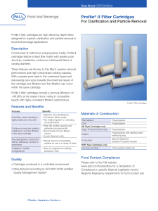 Profile II Filter Cartridges For Clarification and Particle Removal