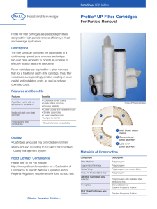 Profile UP Filter Cartridges For Particle Removal