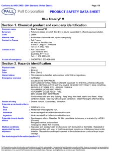 Section 1. Chemical product and company identification PRODUCT SAFETY DATA SHEET M