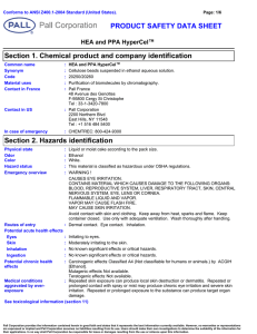 Section 1. Chemical product and company identification PRODUCT SAFETY DATA SHEET