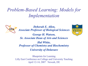 Problem-Based Learning: Models for Implementation