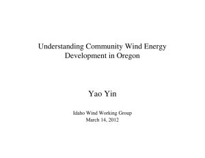 Yao Yin Understanding Community Wind Energy Development in Oregon Idaho Wind Working Group