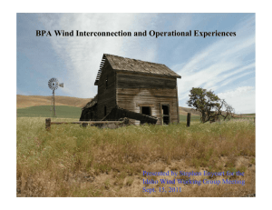 BPA Wind Interconnection and Operational Experiences Idaho Wind