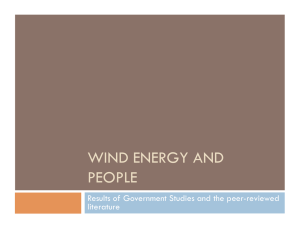 WIND ENERGY AND PEOPLE Results of Government Studies and the peer-reviewed literature