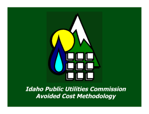 Idaho Public Utilities Commission Avoided Cost Methodology
