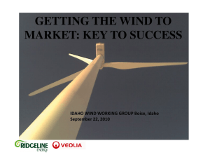 GETTING THE WIND TO MARKET: KEY TO SUCCESS September 22, 2010