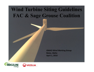 Wind Turbine Siting Guidelines FAC &amp; Sage Grouse Coalition IDAHO Wind Working Group Boise, Idaho 