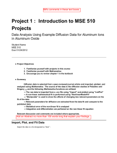 Project 1 :  Introduction to MSE 510 Projects in Aluminum Oxide