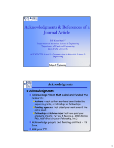 Acknowledgments &amp; References of a Journal Article