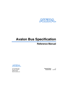 Avalon Bus Specification Reference Manual 101 Innovation Drive 1.2