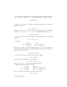 SUGGESTED METHOD OF UNDETERMINED COEFFICIENTS