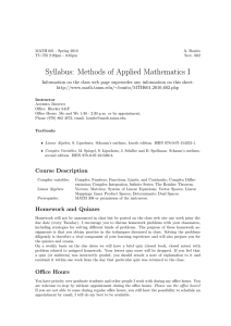 Syllabus: Methods of Applied Mathematics I