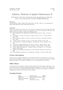 Syllabus: Methods of Applied Mathematics II