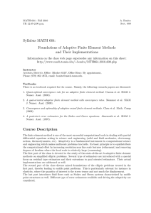 Syllabus MATH 664: Foundations of Adaptive Finite Element Methods and Their Implementations