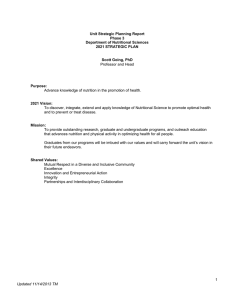 Unit Strategic Planning Report Phase 3 Department of Nutritional Sciences