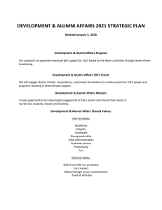 DEVELOPMENT &amp; ALUMNI AFFAIRS 2021 STRATEGIC PLAN Revised January 5, 2016