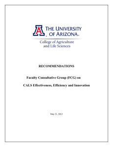 RECOMMENDATIONS  Faculty Consultative Group (FCG) on CALS Effectiveness, Efficiency and Innovation