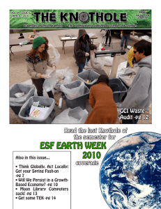 ESF EARTH WEEK 2010 Read the last Knothole of the semester for