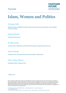 Islam, Women and Politics  Transcript Dr Sanam Vakil