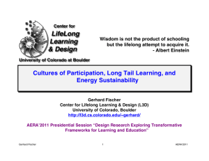 Cultures of Participation, Long Tail Learning, and Energy Sustainability