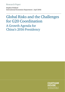 Global Risks and the Challenges for G20 Coordination A Growth Agenda for