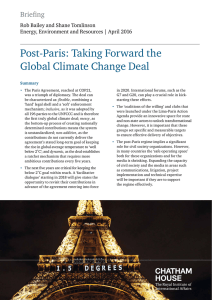 Post-Paris: Taking Forward the Global Climate Change Deal Briefing