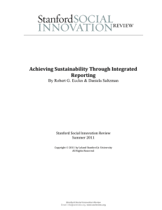Achieving Sustainability Through Integrated Reporting By Robert G. Eccles &amp; Daniela Saltzman