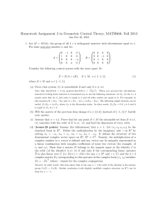 Homework Assignment 2 in Geometric Control Theory, MATH666, Fall 2013