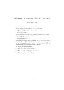 Assignment 1 in Advanced Calculus I (Math 409)