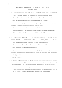 Homework Assignment 2 in Topology I, MATH636