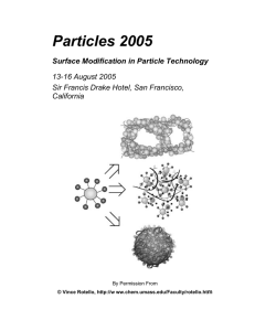 Particles 2005 Surface Modification in Particle Technology 13-16 August 2005