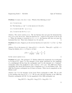 Engineering Math I – Fall 2014 Quiz #7 Solutions