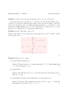 Engineering Math I – Fall 2014 Quiz #8 Solutions