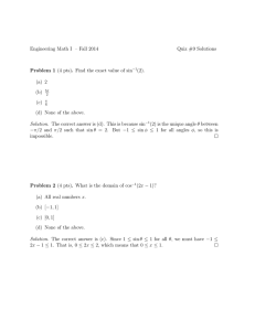 Engineering Math I – Fall 2014 Quiz #9 Solutions (2).